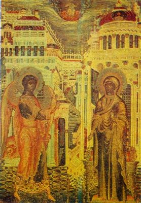  The Annunciation by Ushakov:  Radiant Gold and Heavenly Harmony