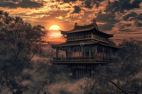  The Golden Pagoda at Sunset: Mystical Realism and Vivid Watercolor Dreams